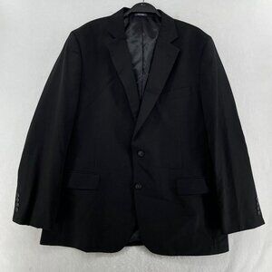 Stafford Coat Mens 44R Black Classic Fit Wool Blend Lined Notched Lapel Blazer